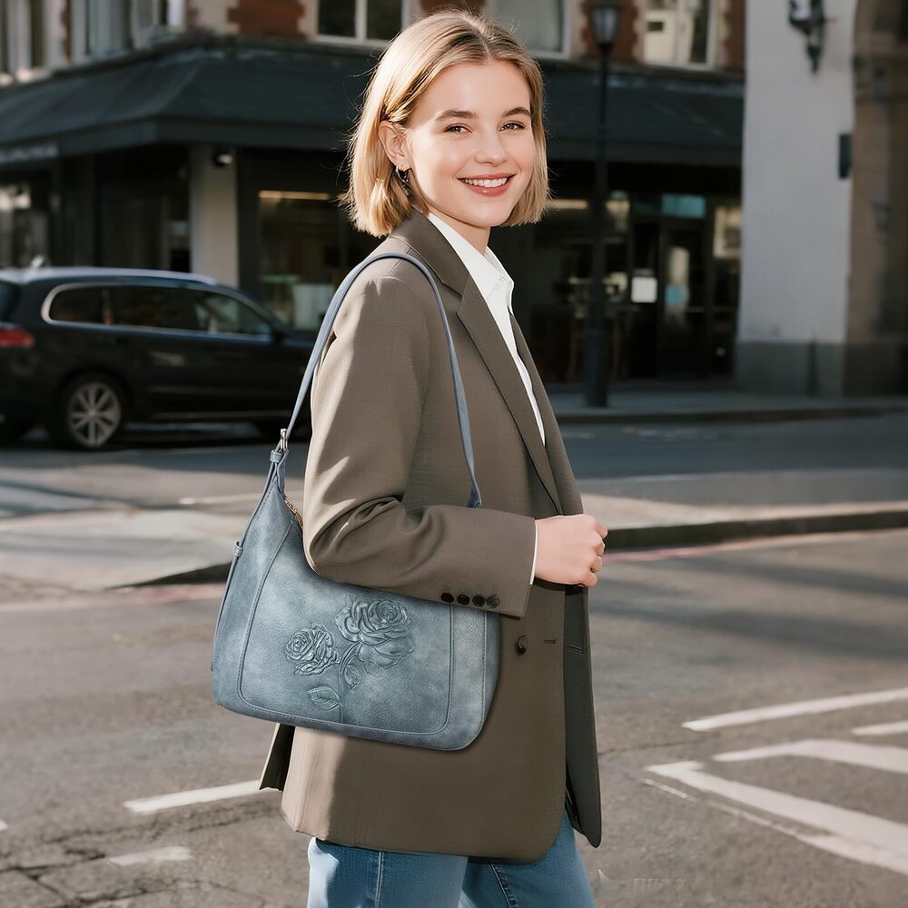 8226 Shoulder Bag , Vegan Leather Hobo Purse Trendy Small Handbag Top - Picture 2 of 6